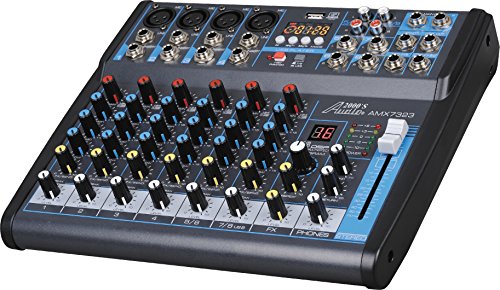 Audio2000'S AMX7323 Professional Eight-Channel Audio Mixer with USB Interface, Bluetooth, and DSP Sound Effects - style: 8-Channel Mixer with Bluetooth & Sound Effect