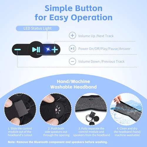 Sleep Headphones Bluetooth 6.0 Headband for Side Sleepers (Gray & Gray) | 200mah cell for 20hr playback, 3mm ultra-thin speaker & mic, HD stereo, removable & washable, 2-in-1 sport & sleep headband - color: x2 Gray