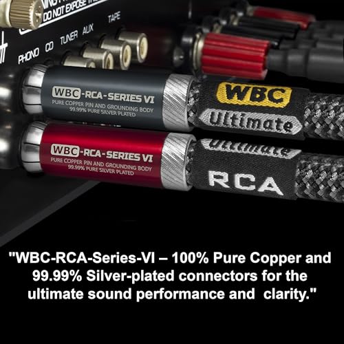 WORLDS BEST CABLES -Ultimate - 1.5 Foot - Premium Audiophile RCA Cable Pair | 18 AWG - Ultra-Pure OFC - Ultra-Low-Capacitance (13pF/ft) - Silver-plated Pure-Copper RCA Plugs- Carbon Tweed Jacket