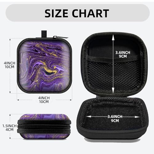 Square Data Cable Earbud Charger Coin Storage Bag Shockproof and Drop-Proof EVA Material Compatible with AirPod(Purple Marble) - color: Purple Marble