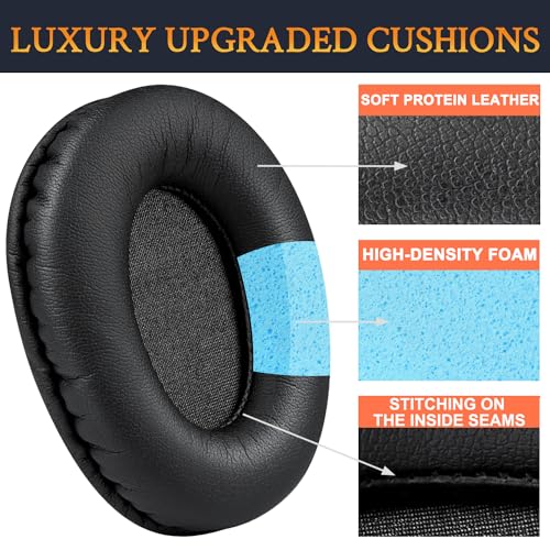SOULWIT 1 Pair Replacement Automobile Headphone Earpads for Infrared Wireless Headphones, Ear Pads Cushions for GM Ford Toyota Nissan Honda Entertainment DVD Player Systems (Protein Leather)
