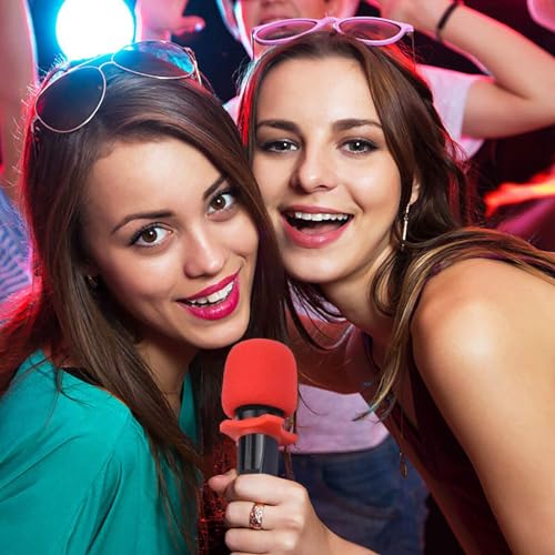 10 Set Handheld Microphone Protection Foam Mic Cover Set, Including 10 PCS Foam Microphone Windscreen Cover, 10 PCS Silicone Ring, 10 PCS Bottom Rod Sleeve Holder for KTV Mic Device(7 Colors)