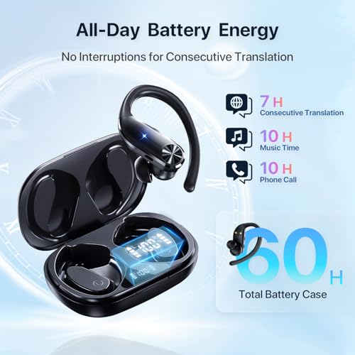 Wireless Translation Headphones, 138 Languages Real-Time Translator Earbuds, Bluetooth Hands-Free Call & Music Mode, Low Latency Portable Language Translator Earphones for Travel Business Study