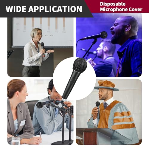 800 Pcs Microphone Cover Disposable,Non Woven | Windscreen Protective Cap for Microphone,3.14 x 2.7 inches / 8 x 7 cm
