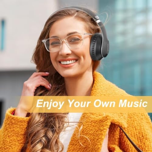 Wireless Bluetooth Headphones Over Ear V6.0 HiFi Stereo with Mic | 65H Playtime 6EQ Modes Foldable Bluetooth Headset with Microphone for Travel Smartphone Computer Laptop Grey - color: Grey