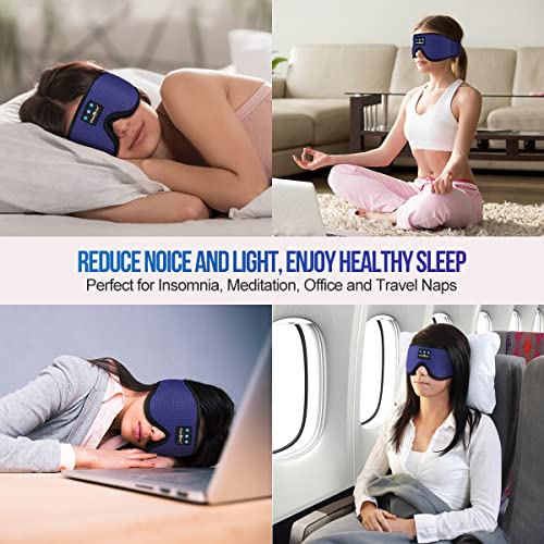 MUSICOZY 3D Sleep Headphones Bluetooth 5.4 Breathable Sleep Eye Mask | Cooling Fabric Lining with Blackout Design for Side Sleeper, HD Stereo Sound, 14 Hours Playtime for Sleep, Travel, Relaxation - color: Dark Blue