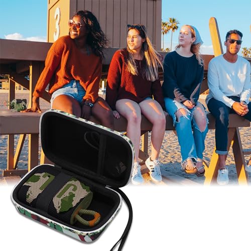 for JBL Go 5/4/3 Ultra Portable Speaker Hard Travel Case, Squad Camouflage | Protective Storage Bag with Mesh Pocket & Hand Strap, Shockproof EVA Carrying Box, Soft Lining - color: Squad Camouflage Case