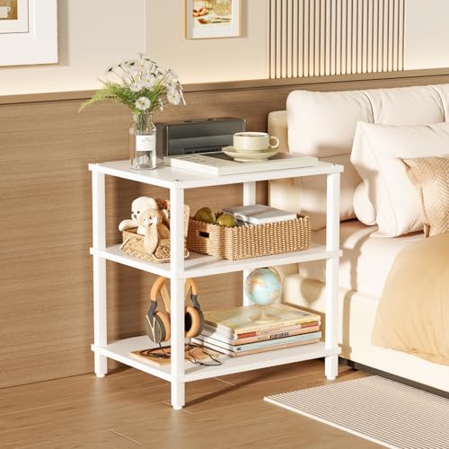 3-Tier AV Media Player Stand, White Stereo Cabinet, Modern Stereo Cabine,Game Console Shelf,Wooden TV Stand,Multifunctional Entertainment Center, Suitable for Home, Conference Room - color: White, size: 3 Tier