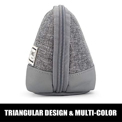 Sooez Wide-Opening Pencil Pen Case, Lightweight & Spacious Pencil Bag Pouch Box Organizer, Aesthetic Supply with Triangular Design for Adults, Grey - color: Grey