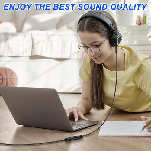 MEIRIYFA 3 Pole 2.5mm to 3.5mm Stereo Jack Adapter Cable | 2.5mm Mono Male to 3.5mm Female TRS Headset Audio Extender Cable for Headphone -1M (2PCS)