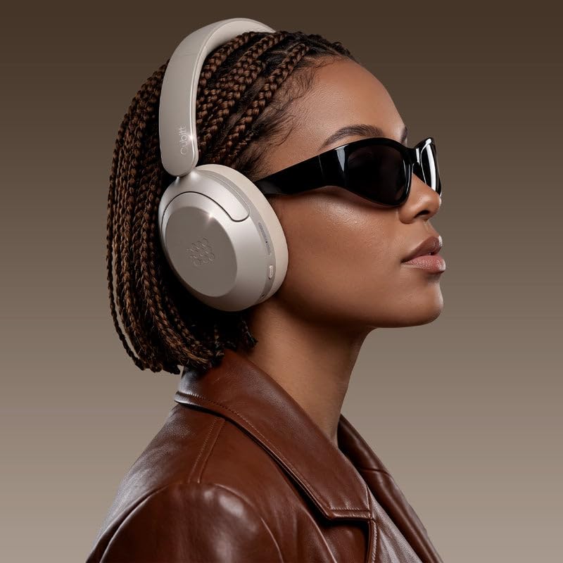 Cubitt Power Headphones with Hybrid ANC | Bluetooth 5.4 Over-Ear Headphones with 60H Playtime, 4 Mics, Auto-Pause, Transparency Mode, Low Latency, Foldable Design, USB-C Fast Charging-Champagne - color: Champagne