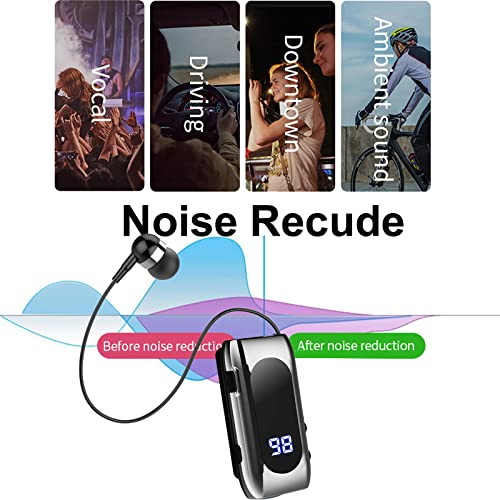 Retractable Wireless Headset Headphone Stereo Earphone V5.0 Noise Cancelling Mic Clip on Earpiece Comfortable HandsFree Headset 20Hrs Talking Time Sports Business Trucker Driver Earbud - color: Light Gray