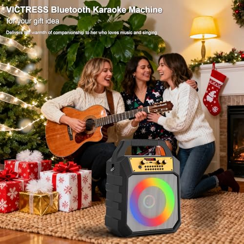 JM Portable Karaoke Machine 2-Way Coaxial Driver Speaker with 2 Mics-Grey | Portable,Rechargeable,Bluetooth,TF/SD/USB,AUX,FM,4000mAh,5 Light Modes - color: Grey