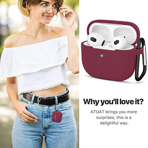 Compatible with AirPods 3 Case, Protective Silicone Cover for AirPods 3rd Generation Case 2021, Wireless Charging - Burgundy - color: C-Burgundy