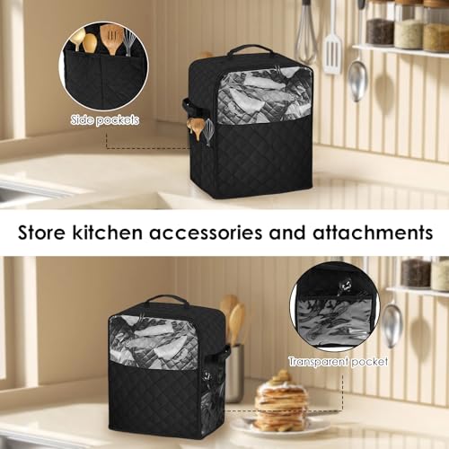 US Stand Mixer Storage Bag Nylon Blender Dust Cover with Removable Slider Cushion Waterproof Blender Storage Bag Lightweight Easy to Use Stand Mixer Dust Cover Suitable for Kitchens(L,black) - size: L