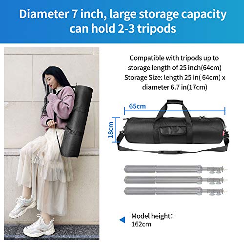 HEMMOTOP Tripod Bag All-Around Thick Padded Case Portable 25.6x7 in R06518 | Heavy Duty, Nylon, Hand-Held and Shoulder-Back, 2 Zippered Pockets, for Carrying Speaker Stand, Mic Stand, Telescope - size: 25.6" L x 7" D