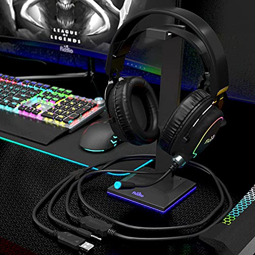 Gaming Headset with Surround Sound Stereo for Xbox One PS4 PC Switch Tablet, Noise Cancelling Over Ear Headphones with Mic, LED Light and Soft Memory Earmuffs for Laptop