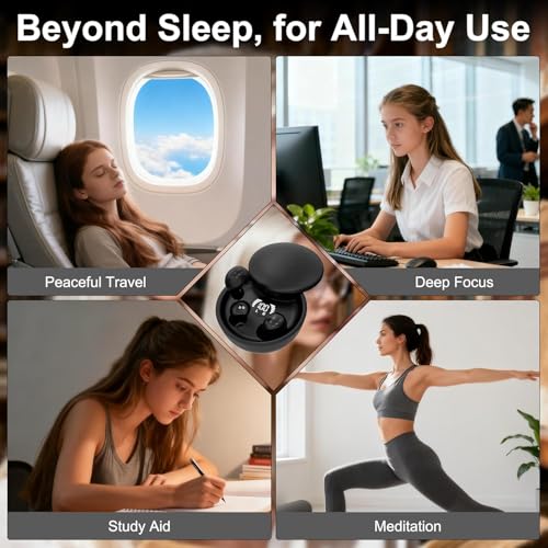 Mini Invisible Earbuds for Small Ears, Ear Buds for Side Sleeping | Ultra-compact Earbuds for Small Ears with Soft Silicone Fit, Bluetooth 5.4, IPX5, 4-5H Playtime 24-H Battery Case - color: Black