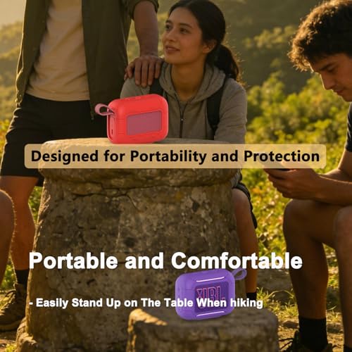 Silicone Cover Case for JBL Go 5 Portable Bluetooth Speaker | Protective Case for Go 5 Speaker, Shockproof Drop-Protection Cover with Carabiner (Red) - color: Red