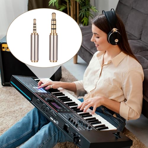 2.5mm to 3.5mm Adapter and 3.5mm to 2.5mm Adapter, Male to Female Stereo Audio Adapters Full Metal Audio Connector 3 Ring Jack Stereo or Mono Converter for Smartphones, Headphone, Mic, Tablets
