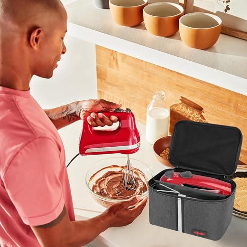 Hand Mixer Carrying Bag for KitchenAid Mixers - Compatible with 5/6/7/9 Ultra Power Speed Models, Travel Storage Box with Handle for Mixer Accessories (Case Only)-Dark Gray