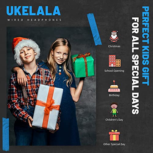 UKELALA U2B ANC Wired & Wireless Bluetooth 6.0 Headphones Foldable with Mic | Up to 30 Hrs Battery, Noise Canceling Foldable Lightweight Head phones with Volume Control for Kids Adult School Black Blue - color: Blue/Black