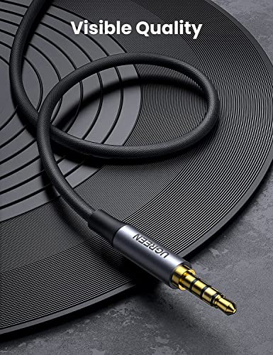 UGREEN 3.5mm Audio Cable, 4-Pole TRRS, Nylon Braided, Hi-Fi Stereo, 3FT | Male to Male, Auxiliary Cable, AUX Cord, Compatible with iPad, Samsung Phones, Tablets, Car Home Stereos, Headphones, Speaker - size: 3FT