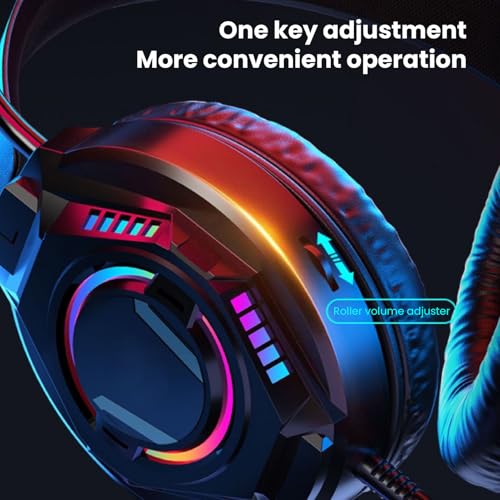 LICAEVEY Wired USB Gaming Headset for PC Switch Mobile Devices, 3.5mm RGB Headphones with 50mm Driver Unit 7.1 Surround Sound Noise Cancelling Microphone (Black) - color: Black