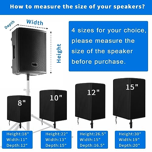 2PCS Speaker Cover for 12 Inch PA/DJ Powered Speaker Mounted on Stand, Outdoor Speaker Covers UV Protection Water Resistant Dustproof 800D Oxford Cloth(Black) - size: L:26.5" H x 15" W x 16.5" D