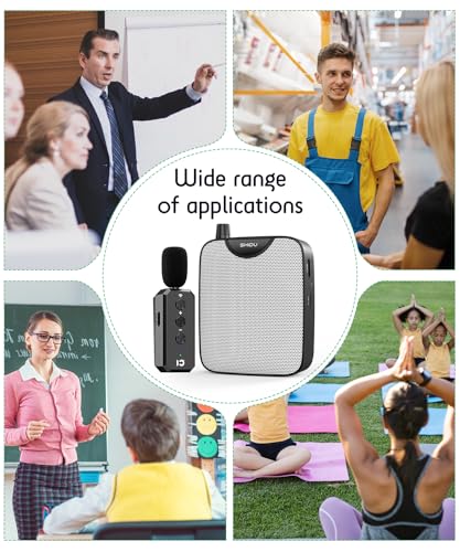 SHIDU 35W Voice Amplifier for Teachers Bluetooth Wireless Lavalier Mic - color: Black