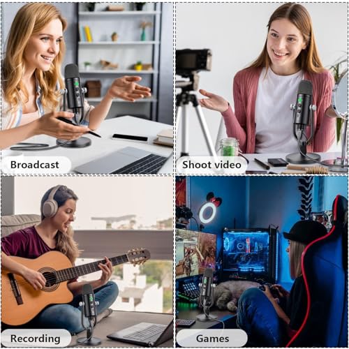 USB Microphone Metal Condenser Mic:Plug&Play Gaming Microphones on PC,Mac,Twitch and YouTube,Recording Microphone Computer PC Mic for Streaming,Podcasting