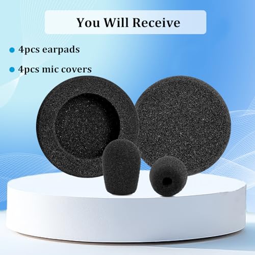 Ear Pads Replacement for B250-XTS Bluetooth Headset (4 Pack) | Foam Ear Cushions Compatible with VXI BlueParrott B250-XTS B250-XT B250 B150 Headsets