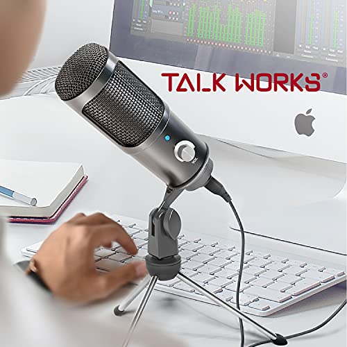 TALK WORKS USB Microphone with Tripod - External Microphone for Computer - Gaming, Streaming, Meetings, Podcasts, Recording and More - Adjustable and Portable with USB Cable Included