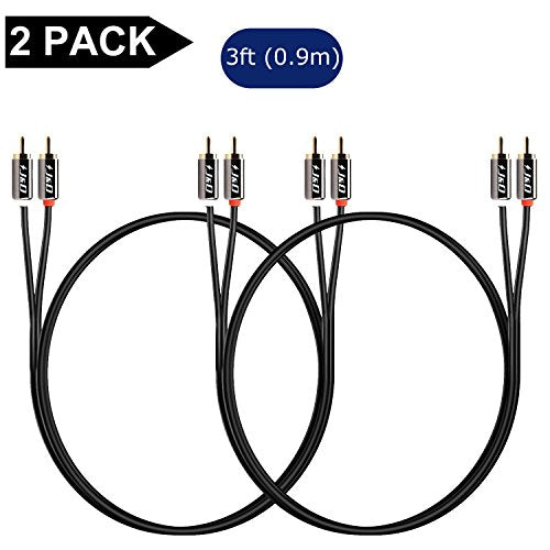 J&D RCA Cable, (2 Pack) Gold-Plated RCA Audio Cables, Copper Shell 2RCA Male to 2RCA Male Stereo Audio Cable, 3 Feet - size: 3 Feet