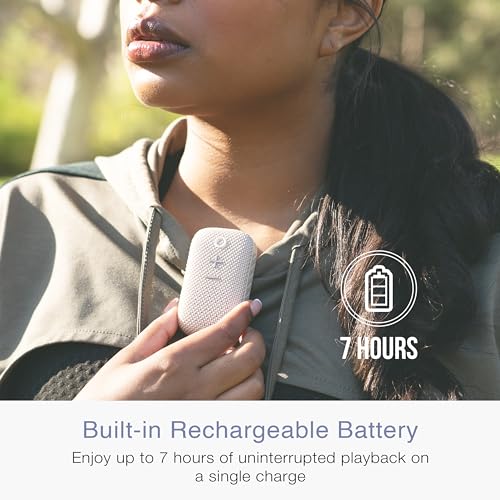 MEE Audio goSPKR Small Wearable Clip-on Bluetooth Speaker with IPX5 Water Resistance, Built-in Speakerphone with Microphone for Hands-Free Calls, Compact Design, Can Connect Up to 2 in Stereo (Beige) - color: Beige