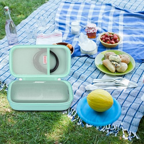 BOVKE Hard Travel Speaker Case for Bose New SoundLink Flex Speaker (2nd Gen) / Bose SoundLink Flex Bluetooth Portable Speaker, Mesh Pocket for Bose Speaker Charger, Charging Cables, Alpine Sage - color: Alpine Sage