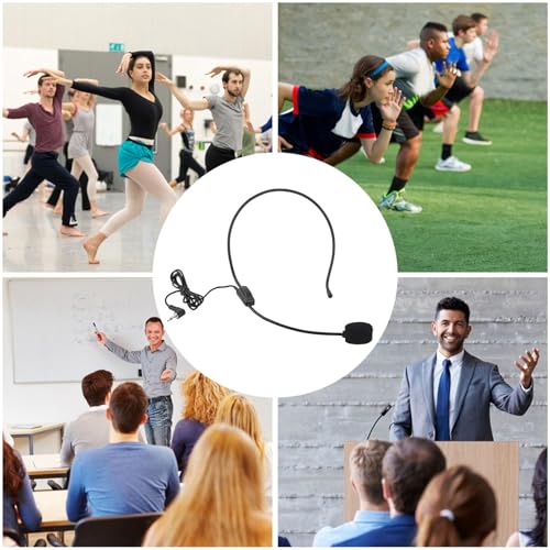 Mini Wired Condenser Microphone, Headset with 3.5mm Jack | Head Wear Microphone for Teachers, Lightweight ABS, Unidirectional Pickup, for Presentations and Voice Amplifiers