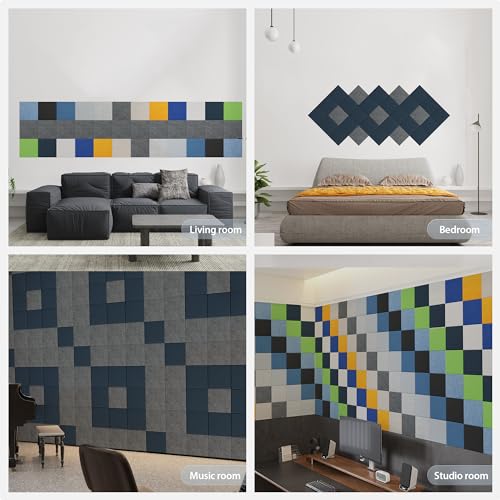 12 Pack Square Acoustic Panels Self Adhesive Sound Proof Foam | High density sound acoustic panel, 12 X 12 X 0.4 in acoustic wall panels in home, office, and more(Moonlight Grey) - color: Moonlight Gray, size: Square 12pcs