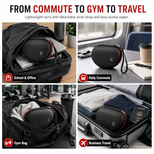 COMECASE Case for Beats Solo 4/Studio Pro Headphones with Mesh Pocket | Water-Resistant Hard Shell, Mesh Pocket for Cables, Travel Storage, Fits Solo 2/3, Solo Pro and Studio3, Black+Red Zipper - color: Black