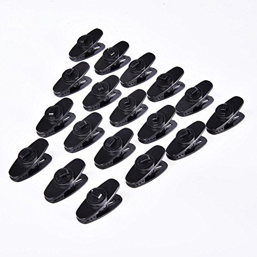 BBTO 20 Pieces Clips for Earphone Wire 360 Degree Rotate Black Earphone Cable Clothing Clip for Fixing Headphone Wire (1.18 Inches)