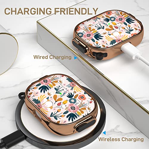 for AirPods Pro 2nd/1st Case with Safety Lock, Magsafe Compatible, Pink | Double Secure Lock,Drop Protection,Two-Piece Design,with Gold Keychain, Anti Lost, Dustproof, Cute AirPods Pro 2nd/1st Case - color: Pink + Red, size: AirPods Pro2/Pro1 Case