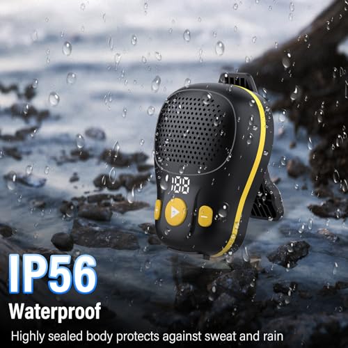 Wearable Bluetooth Speaker, Clip-On Speaker with Mic, IP56 Waterproof | 18H Battery Life, Hands-Free Music & Calls, Outdoor Adventure Ready, Lightweight Wearable Design - color: Black and Yellow