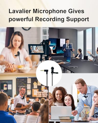 Lavalier Lapel Microphone for DJI Mic 1 & 2 Transmitter, 1.5M | 3.5mm L-Shaped Omnidirectional Condenser Mic with Wind Muff, Wired Replacement Mic for Rode GO II for Vlog Interview