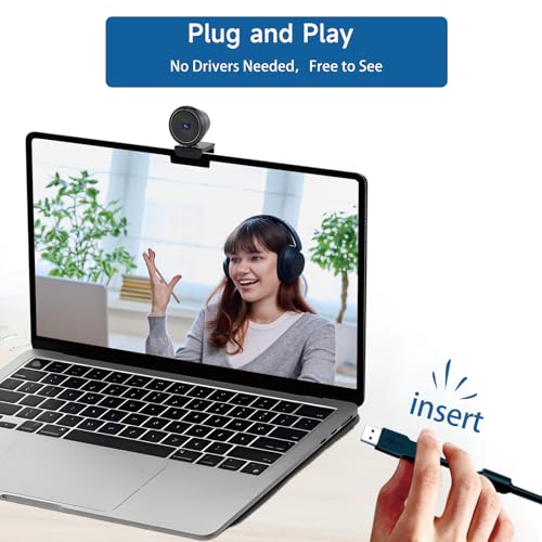4K USB Webcam for Desktop Laptop, Auto Focus 85° Wide Angle Camera with Built-in Speaker, Dual Noise Cancelling Mics & Privacy Cover, Plug and Play