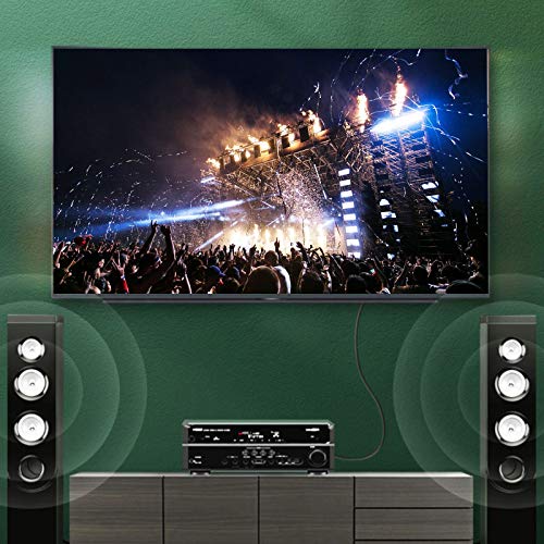 90 Degree Optical Audio Cable 50 feet, Slim Digital Audio Optical Cable, 360 Degree Right Angle Fiber Optic Toslink Cable, Compatible with Sound Bar, TV, Samsung, Vizio, Bose, LG, Sony, Sonos - size: 50ft, style: One Right Angle Plug
