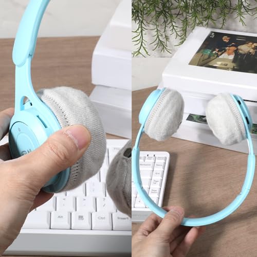 Headphone Ear Covers Knit, 4pcs Black Washable Ear Pad Covers Stretchable Earcup Knit Cotton Headphone Protector Sweat Headset Cloth Fit 3.1" to 5.1''(Gray) - color: Gray