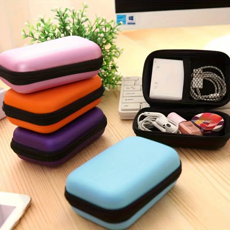 Portable Data Cable Storage Case, Rectangular Earphone Bag, Key Packaging, Coin Pouch, Change Storage Bag(black) - color: black