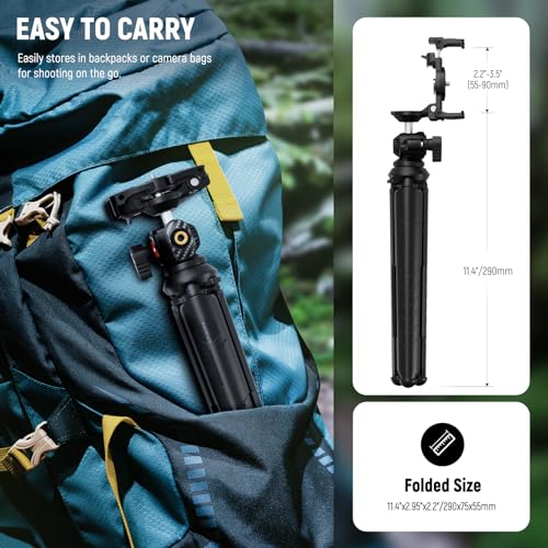 NEEWER Mini Flexible Phone Tripod Stand Portable Vlog Selfie Stick with Remote/Cell Phone Holder/Action Camera Adapter/Cleaning Cloth for Video Recording, Compatible with GoPro Insta360 Camera, TP35 - style: TP35 w/Cleaning Cloth