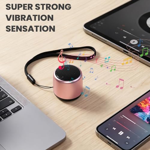 Best Mini Portable Bluetooth Speaker with HD Sound & Bass I Smallest Wireless Bluetooth Speakers for Phone/PC/Tablet I Photo Selfie Button Answer Phone Calls I Cute Tiny Speaker (Rose Gold) - color: Rose Gold