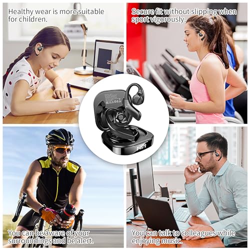 BANIGIPA Open Ear True Wireless Earbuds with Immersive Premium Sound | IP54 Waterproof Bluetooth 5.3 Headphones w/ DSP Noise Cancelling Mic for Sports Long-Lasting Comfort, 50H Playtime - color: AIR01-Black
